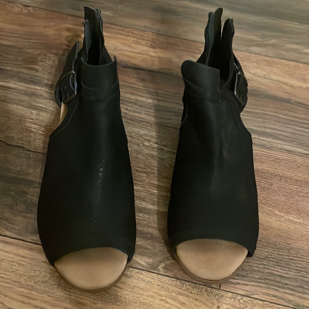Barely worn Clarks. Open toe booties